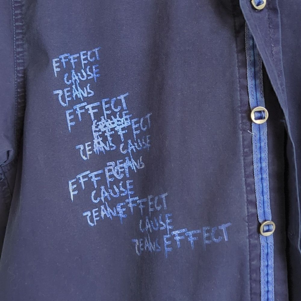 Shirt Short Sleeves Medium Navy Button Down with Graphics Size Medium